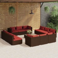 13 részes barna polyrattan kerti ülőgarnitúra párnákkal