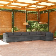 6-részes szürke polyrattan kerti ülőgarnitúra párnákkal