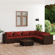7 részes barna polyrattan kerti ülőgarnitúra párnákkal