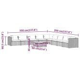 10 részes fekete polyrattan kerti ülőgarnitúra párnákkal