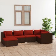 6-részes barna polyrattan kerti ülőgarnitúra párnákkal