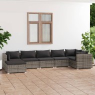 7-részes szürke polyrattan kerti ülőgarnitúra párnákkal