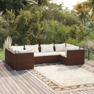 6-részes barna polyrattan kerti ülőgarnitúra párnákkal