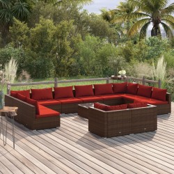13 részes barna polyrattan kerti ülőgarnitúra párnákkal