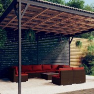 10 részes barna polyrattan kerti ülőgarnitúra párnákkal