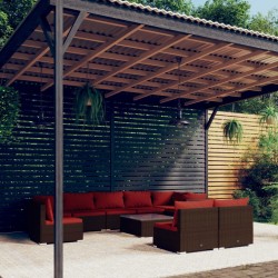 10 részes barna polyrattan kerti ülőgarnitúra párnákkal