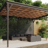 9-részes szürke polyrattan kerti ülőgarnitúra párnákkal