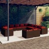 13 részes barna polyrattan kerti ülőgarnitúra párnákkal