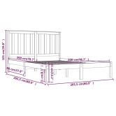 Fekete tömör fenyőfa ágykeret 200x200 cm