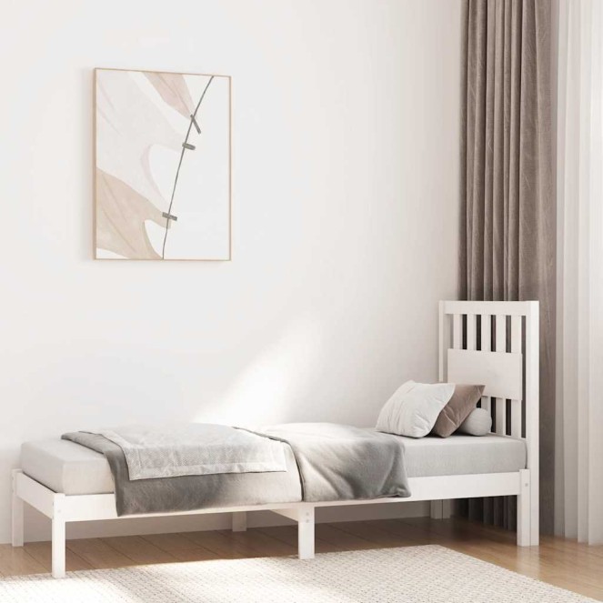 Small single fehér tömör fenyőfa ágykeret 75 x 190 cm Small single fehér tömör fenyőfa ágykeret 75 x 190 cm