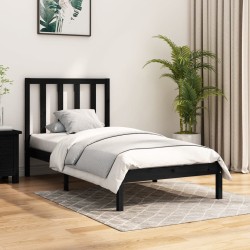 Fekete tömör fenyőfa ágykeret 75 x 190 cm (2ft6 small single)