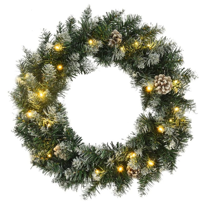 Zöld pvc karácsonyi koszorú led-ekkel 60 cm Zöld pvc karácsonyi koszorú led-ekkel 60 cm