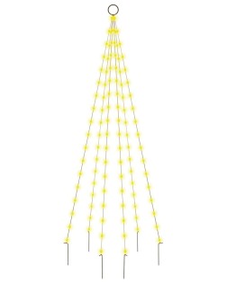 Karácsonyfa zászlórúdon 108 meleg fehér led-del 180 cm