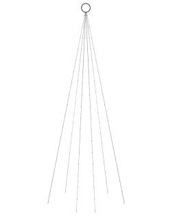 Karácsonyfa zászlórúdon 108 meleg fehér led-del 180 cm