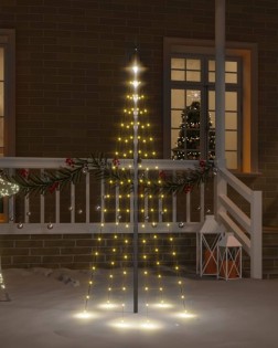 Karácsonyfa zászlórúdon 108 meleg fehér led-del 180 cm