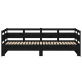 Fekete tömör fenyőfa kihúzható kanapéágy 2 x (80 x 200) cm