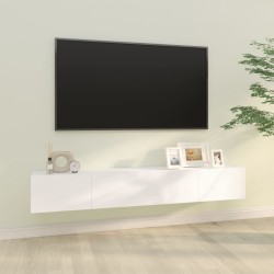 2 db fehér szerelt fa fali tv-szekrény 100 x 30 x 30 cm