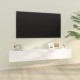 2 db fehér szerelt fa fali tv-szekrény 100 x 30 x 30 cm