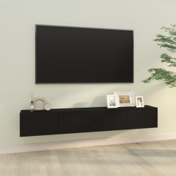 2 db fekete szerelt fa fali tv-szekrény 100 x 30 x 30 cm