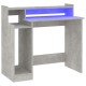 Betonszürke szerelt fa íróasztal led-ekkel 97 x 90 x 45 cm
