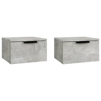 2 db betonszürke falra szerelhető éjjeliszekrény 34x30x20 cm