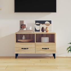 Sonoma-tölgyszínű szerelt fa tv-szekrény 80 x 36 x 50 cm