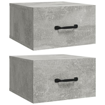 2 db betonszürke falra szerelhető éjjeliszekrény 35x35x20 cm