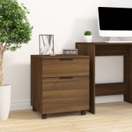 Barna tölgyszínű szerelt fa iratszekrény kerekekkel 45x38x45 cm