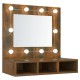 Füstös tölgy színű tükrös szekrény led-ekkel 60 x 31,5 x 62 cm Füstös tölgy színű tükrös szekrény led-ekkel 60 x 31,5 x 62 cm