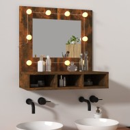 Füstös tölgy színű tükrös szekrény led-ekkel 60 x 31,5 x 62 cm