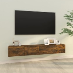 2 db füstös -tölgyszín szerelt fa fali tv-szekrény 100x30x30 cm