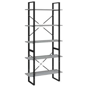 5 szintes szürke sonoma szerelt fa könyvszekrény 80x30x175 cm