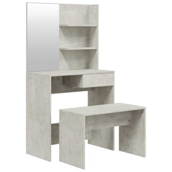 Betonszürke színű fésülködőasztal-szett 74,5 x 40 x 141 cm