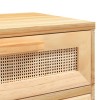 Barna tömör fenyőfa és természetes rattan éjjeliszekrény