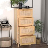 Barna tömör fenyő/természetes rattan tálalószekrény 40x30x90 cm Barna tömör fenyő/természetes rattan tálalószekrény 40x30x90 cm