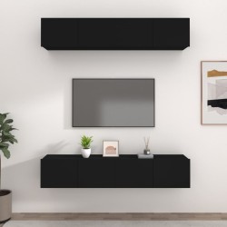 4 db fekete szerelt fa tv-szekrény 80 x 30 x 30 cm