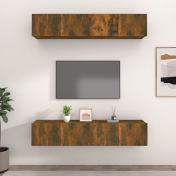 4 db füstös tölgy színű szerelt fa tv-szekrény 80 x 30 x 30 cm