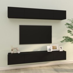 4 db fekete fali tv-szekrény 100 x 30 x 30 cm