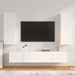 4 részes fehér szerelt fa tv-szekrényszett