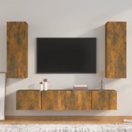 4 részes füstös tölgyszínű szerelt fa tv-szekrényszett