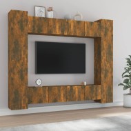 8 részes füstös tölgy színű szerelt fa tv-szekrényszett
