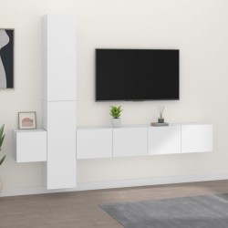 5-részes fehér szerelt fa tv-szekrényszett