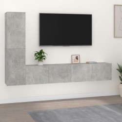 4 részes betonszürke szerelt fa tv-szekrényszett