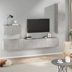 4 részes betonszürke szerelt fa tv-szekrényszett