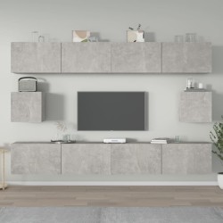 6 részes betonszürke szerelt fa tv-szekrényszett