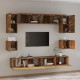 8 részes füstös tölgy színű szerelt fa tv-szekrényszett