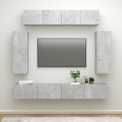 6 részes betonszürke szerelt fa tv-szekrényszett