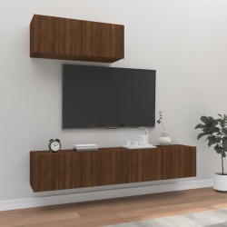 3 részes barna tölgyszínű szerelt fa tv-szekrényszett