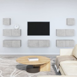 7 részes betonszürke szerelt fa tv-szekrényszett