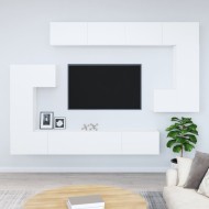 Fehér falra szerelhető szerelt fa tv-szekrény